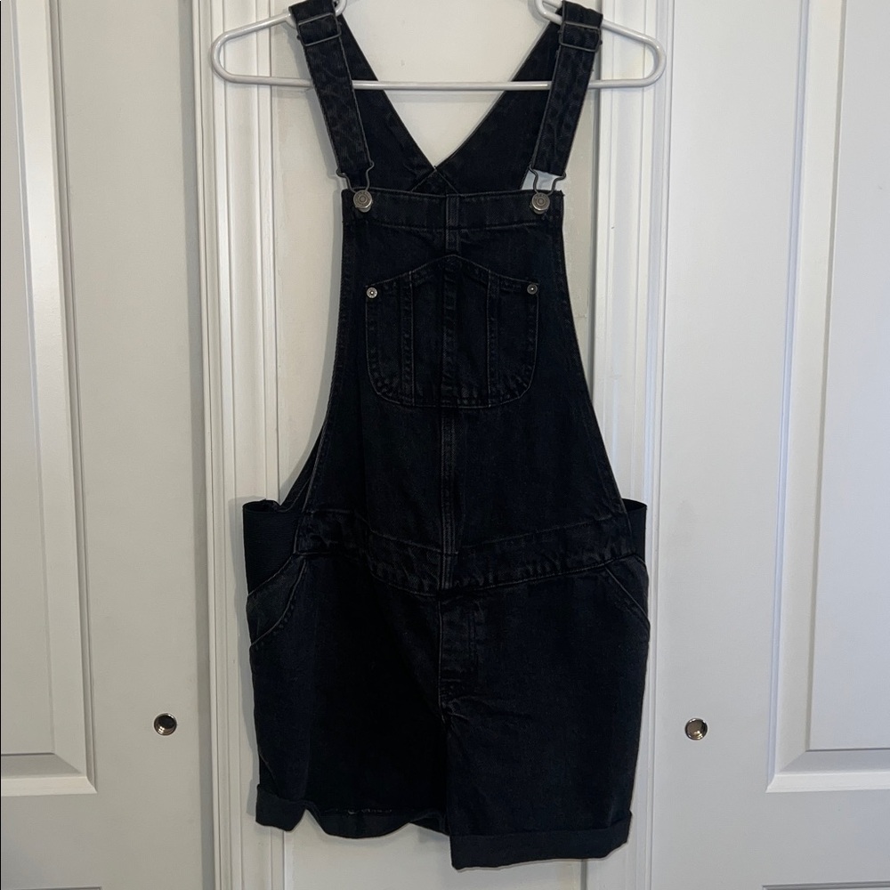 Maternity Black Denim Overalls